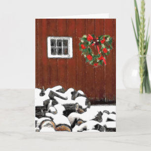 Red Barn Christmas Holiday Card