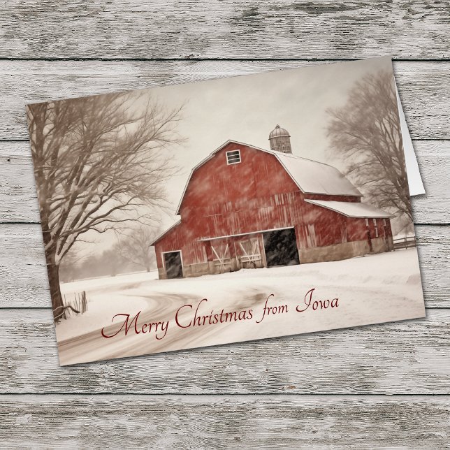 Red Barn Christmas in Iowa Card (Creator Uploaded)