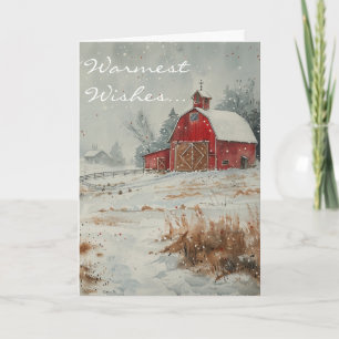 Red Barn Country Christmas Holiday Card