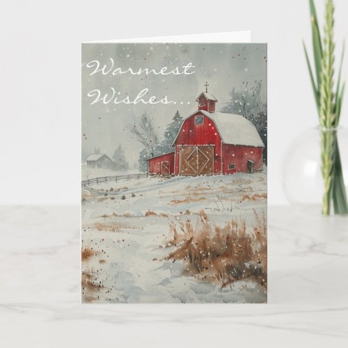 Red Barn Country Christmas Holiday Card