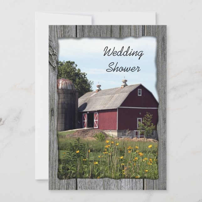 Red Barn Country Couples Wedding Shower Invitation (Front)