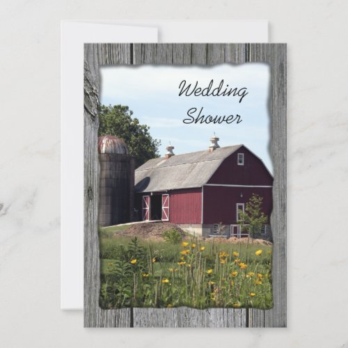 Red Barn Country Couples Wedding Shower Invitation