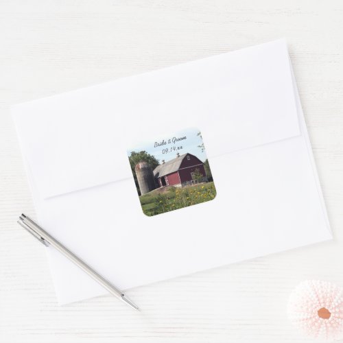 Red Barn Country Wedding Envelope Seals