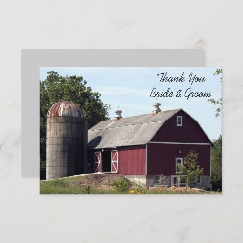 Red Barn Country Wedding Flat Thank You Note Invitation