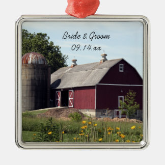 Red Barn Country Wedding Metal Ornament