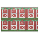 Red Barn Door Custom Greeting Holiday Fabric
