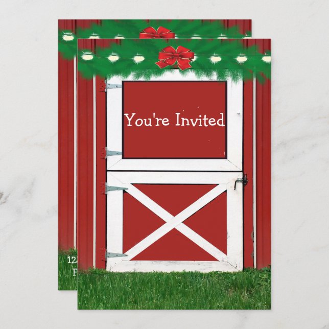 Red Barn Door Custom  Holiday Party Invitation (Front/Back)