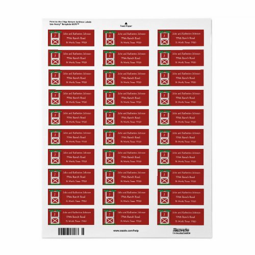 Red Barn Door Custom  Holiday Return Address Label