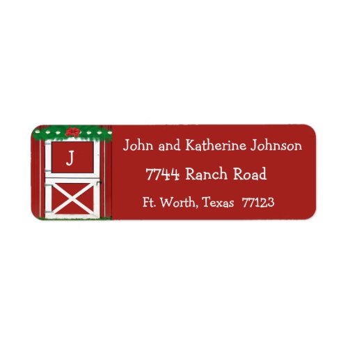 Red Barn Door Custom  Holiday Return Address Label