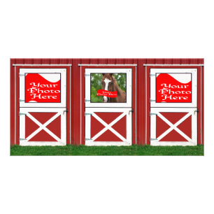 Red Barn Door Custom Photo Card ( 3 door)