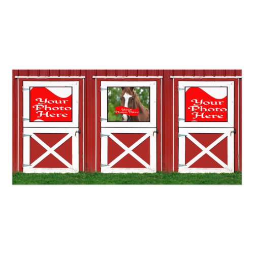 Red Barn Door Custom Photo Card  3 door