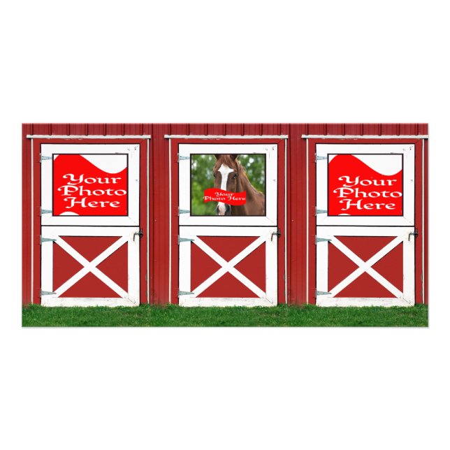 Red Barn Door Custom Photo Card ( 3 door) (Front)