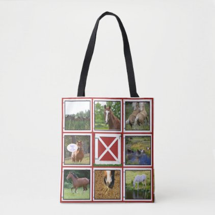 Red Barn Door Custom Photo Tote Bag Horse