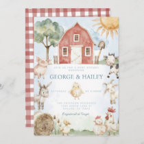 Red Barn Farm Animal Baby Shower Invitation