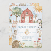 Red Barn Farm Animal Baby Shower Invitation