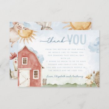 Red Barn Farm Animal Thank You Card Letter Note by PerfectPrintableCo at Zazzle
