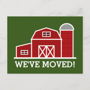 Red barn farm change of address moving postcard