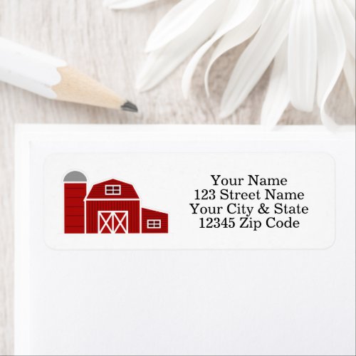 Red barn farm house custom return address labels