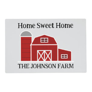 Red barn farm house custom two sided table placemat