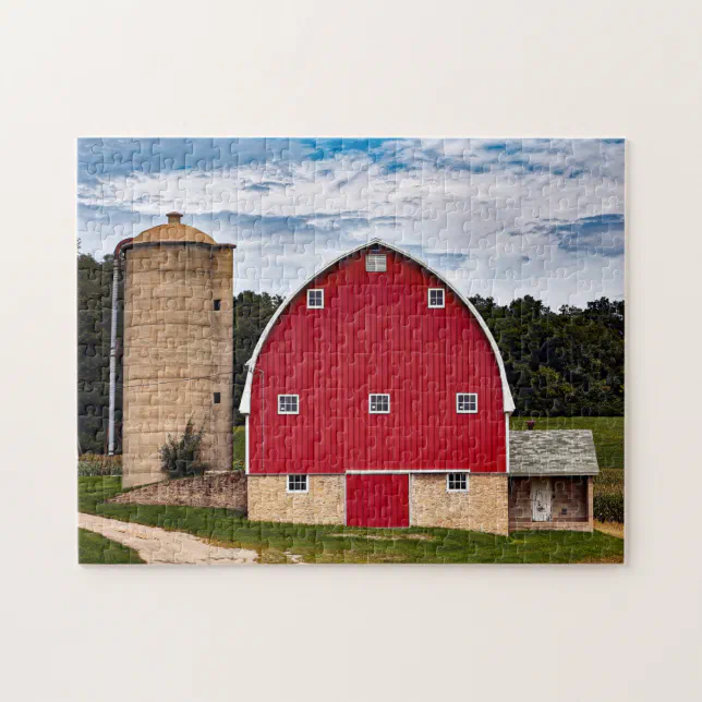 Red Barn Farm Landscape Jigsaw Puzzle | Zazzle