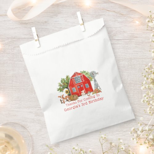 Red Barn  Farm Themed Birthday Favor Bags