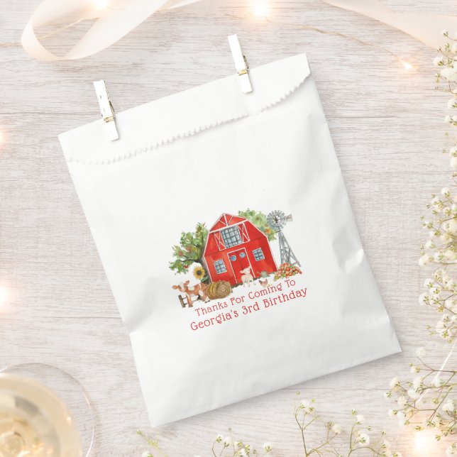 Red Barn | Farm Themed Birthday Favor Bags (Clipped)