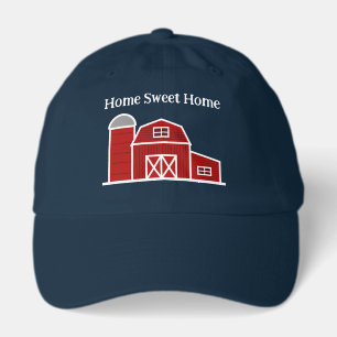 Red barn farm with silo custom hat for farmer
