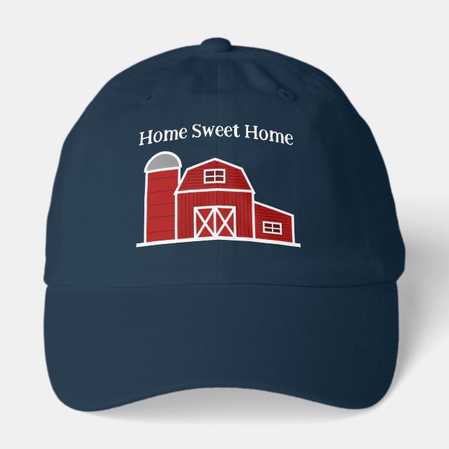 Red barn farm with silo custom hat for farmer (Front)