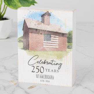Red Barn Flag 250 Years of Americana Keepsake Wooden Box Sign