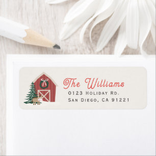 Red Barn & Horse Christmas Holiday Address Label