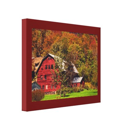 Red Barn in Autumn Canvas Print