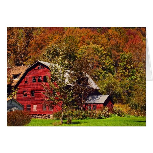 Red Barn in Autumn Cards (Front Horizontal)