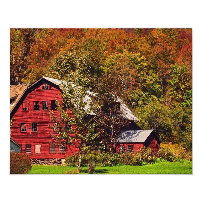 Red Barn in Autumn Photo Print (Front)