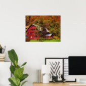 Red Barn in Autumn Poster (Home Office)
