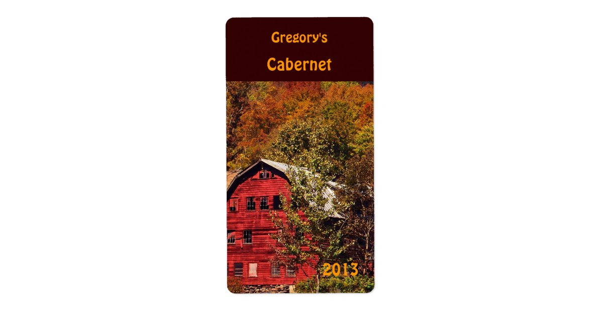 Red Barn in Autumn Wine Label | Zazzle.com