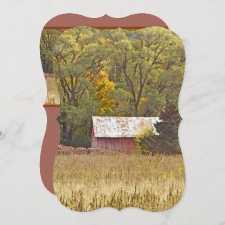  RED BARN IN FIELD/ HAPPY THANKSGIVING
