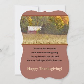  RED BARN IN FIELD/ HAPPY THANKSGIVING