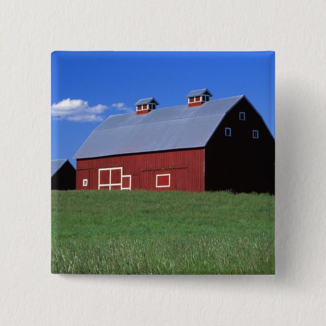 Red barn in Latah County, Idaho state PR MR) Button (Front)