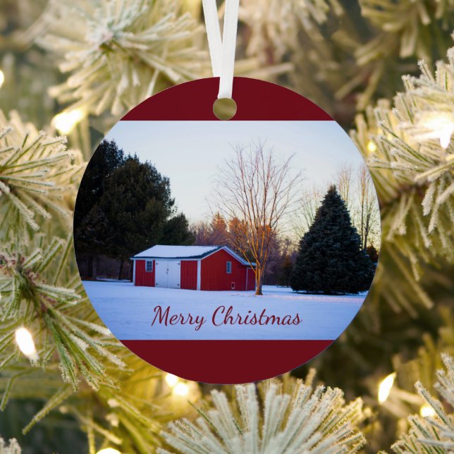 Red Barn in Snow Ornament  (Insitu)