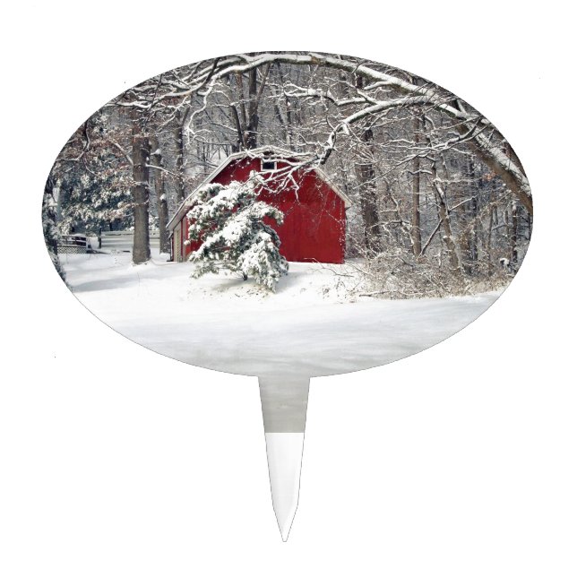 Red Barn in the Snow 2011 Cake Topper (Front)