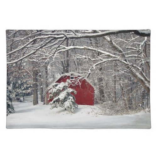 Red Barn in the Snow 2011 Cloth Placemat