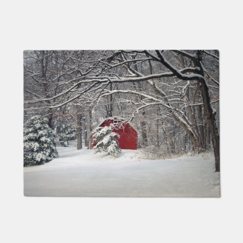 Red Barn in the Snow 2011 Doormat