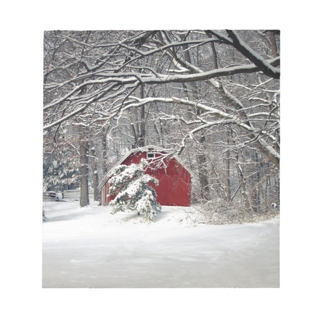 Red Barn in the Snow 2011 Notepad (Front)