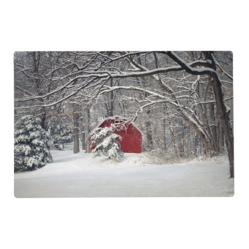 Red Barn in the Snow Placemat