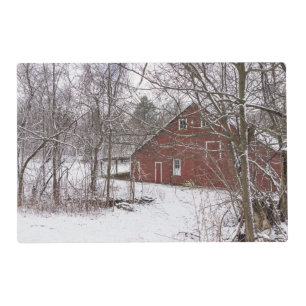 Red Barn In The Snow Placemat