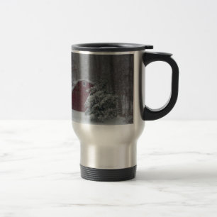 Red Barn in the Snow Travel Mug