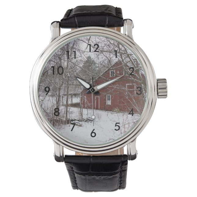 Red Barn In The Snow Watch (Front)