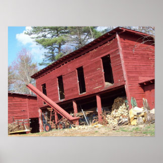 Red Barn in Weaverville, N. Caroilna Poster