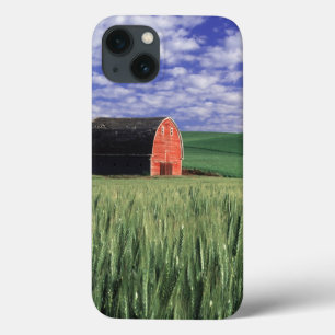 Red barn in wheat & barley field in Whitman 2 iPhone 13 Case