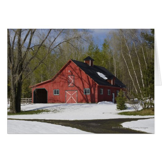 Red Barn In Winter Cards (Front Horizontal)